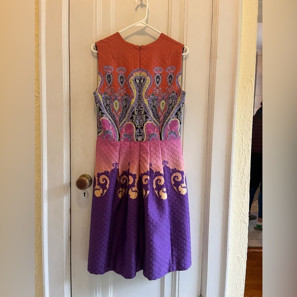 Etro A-Line V-Neck Purple Printed Dress Knee Length NWOT - Picture 2 of 6